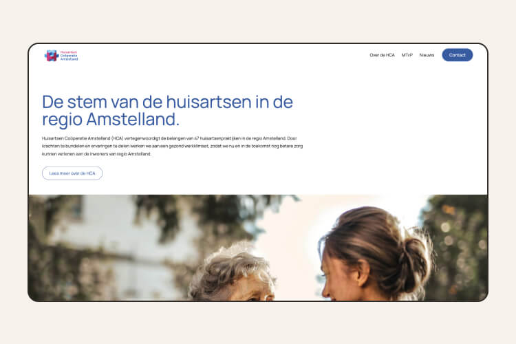 hca huisartsen cooperatie amstelland ontzorg flexible website mockup